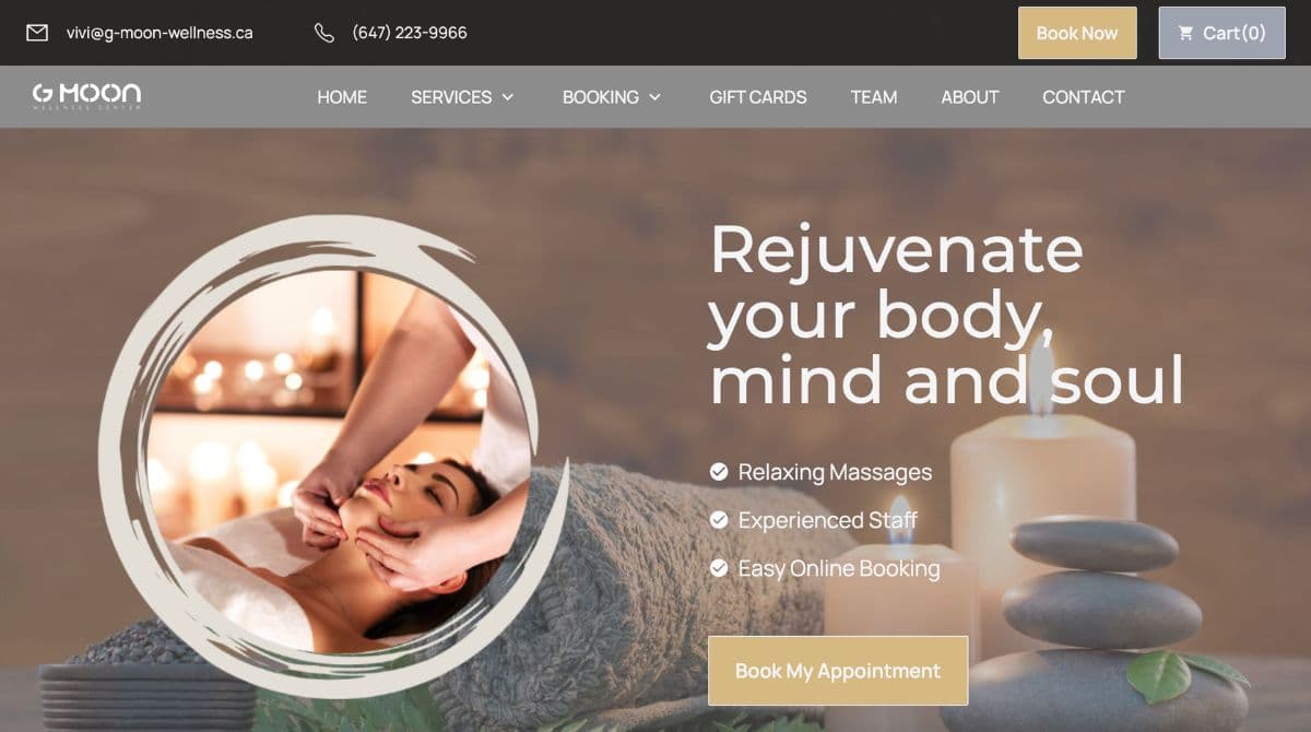 spa small business website screenshot