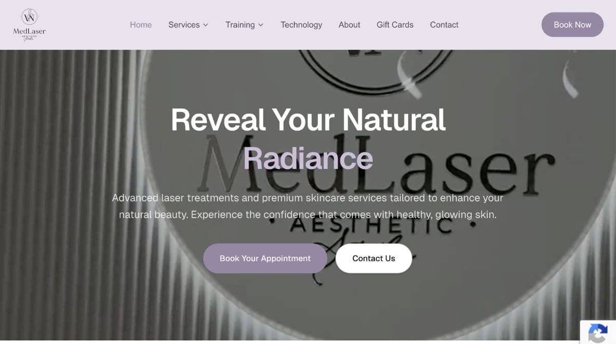 aesthetic studio website screenshot